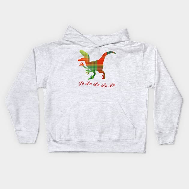 Funny Christmas T-rex Dinosaur Caroling Kids Hoodie by TammyWinandArt